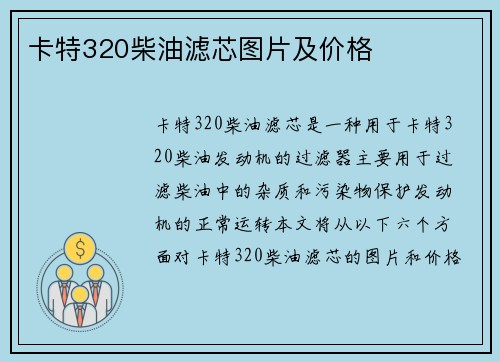 卡特320柴油滤芯图片及价格